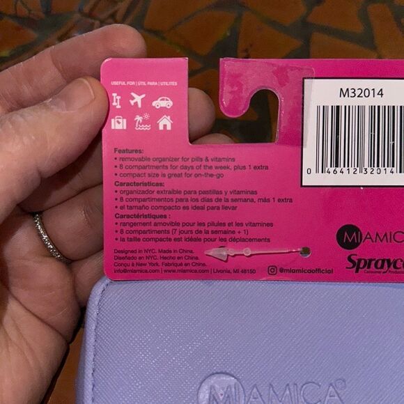 MIAMICA Travel Zip Around Pill Case Lavender Black “My Pills” - Picture 7 of 8